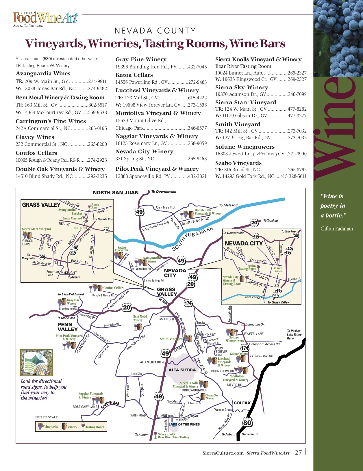 Nevada County Wineries Map : Sierra FoodWineArt: A ...