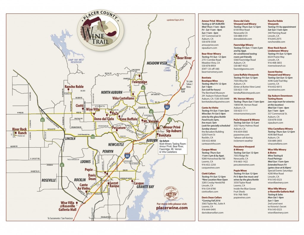 Placer County Wineries Map Sierra FoodWineArt A lifestyle magazine