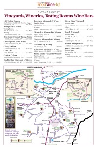 Nevada County Wineries Map